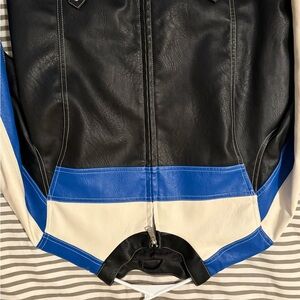 Urban Outfitters Black and Blue Leather Jacket